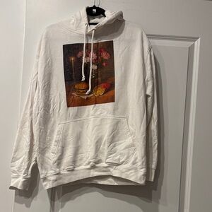 Mcdonald Van Gough LG White Hoodie with Artistic Print